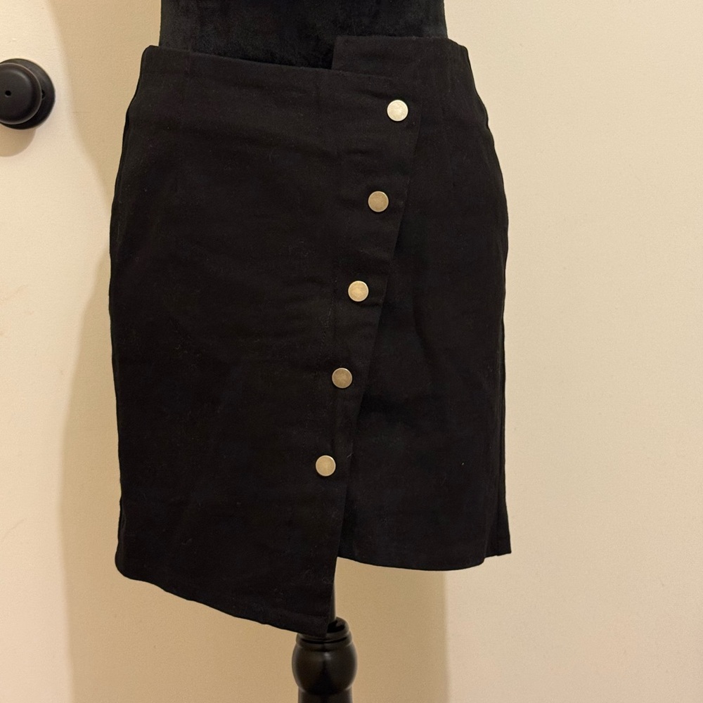 J.O.A. black asymmetrical button front skirt. Size small